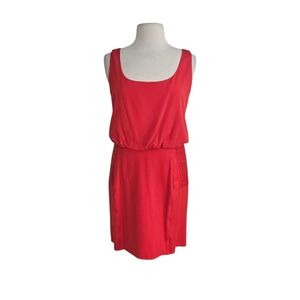 Gianni Bini Red-Orange Scoop Neck Blouson Mini Dress